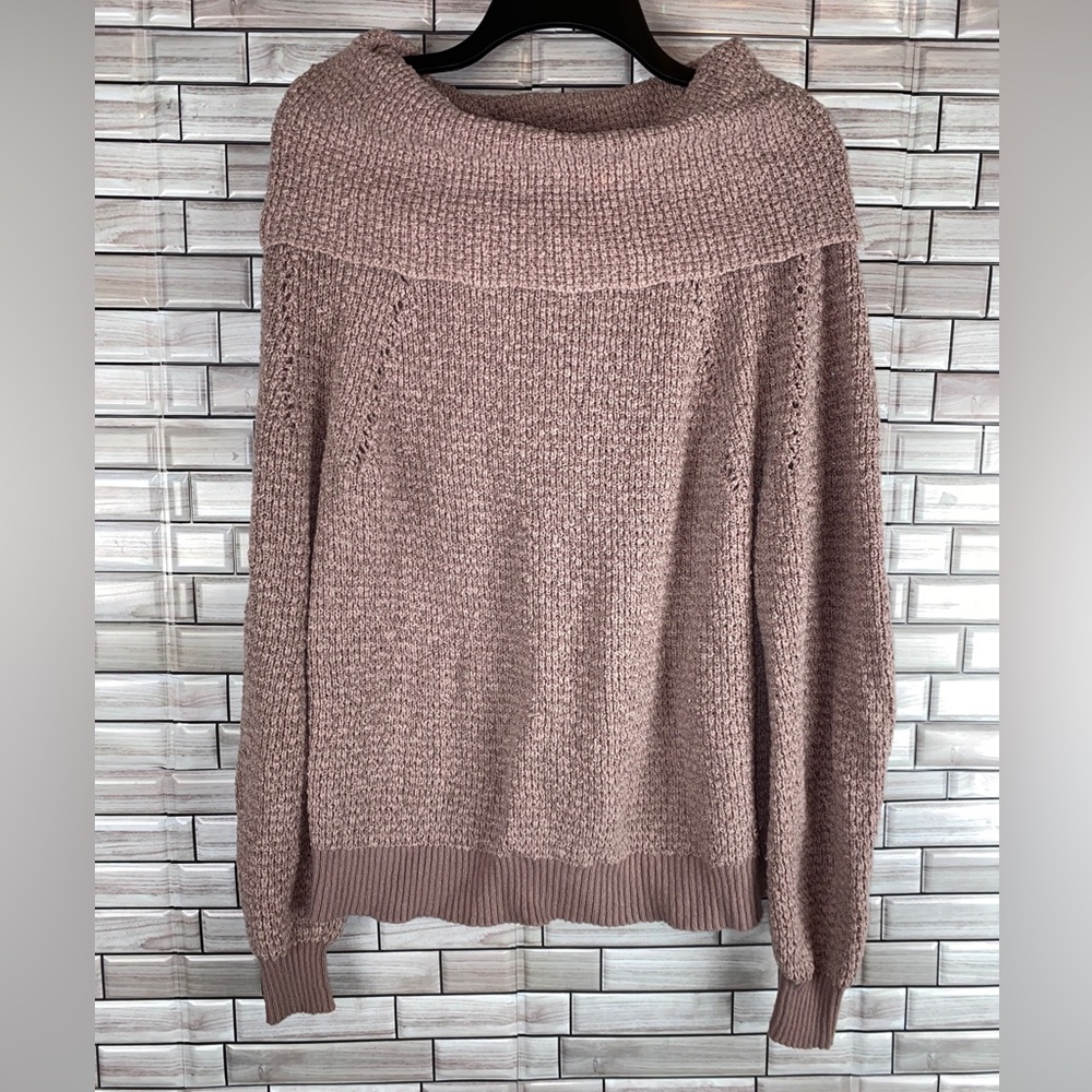 Free People Knit Cowl Neck Pullover Oversized Boho Sweater Size Small